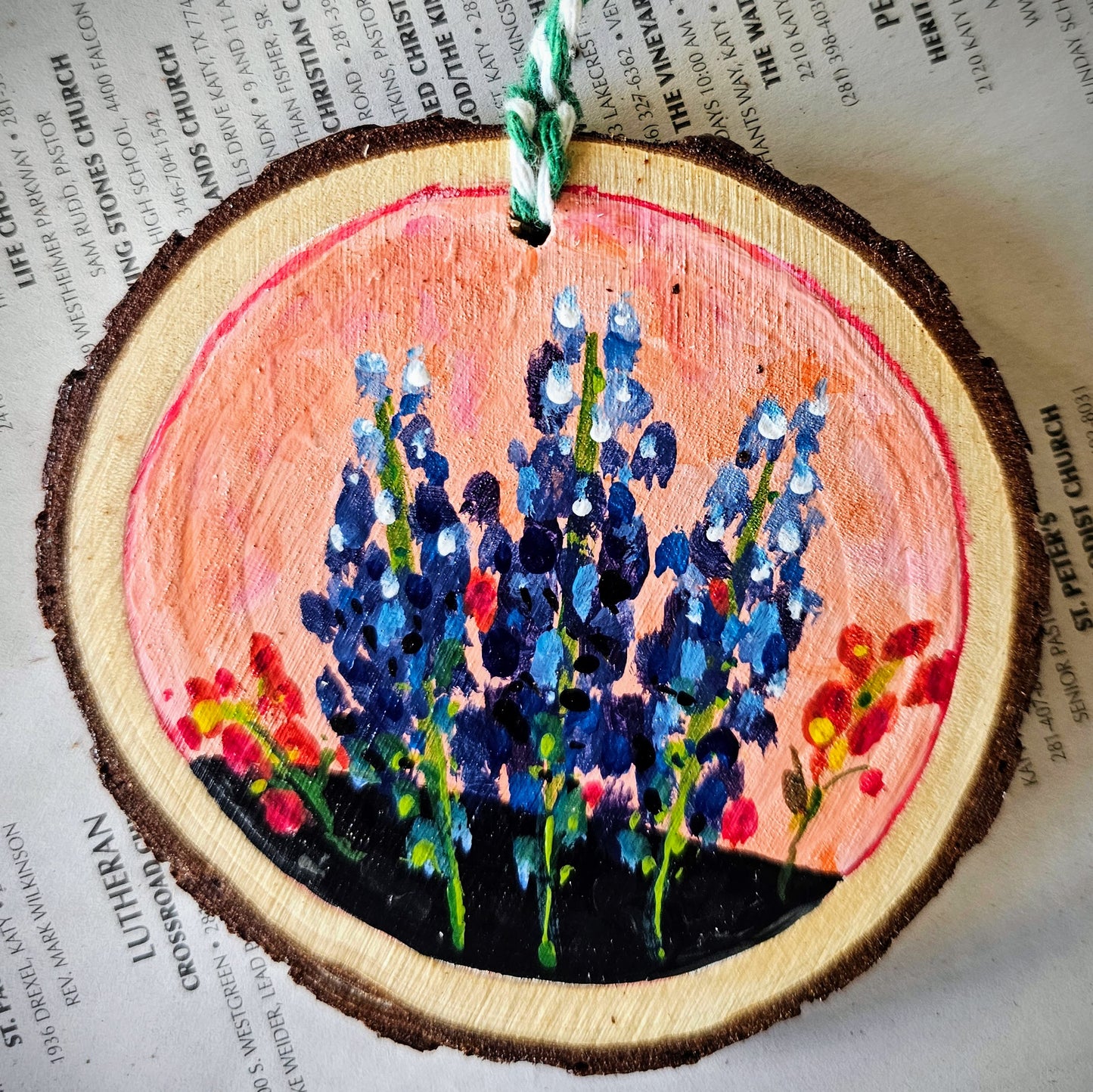 Texas Bluebonnet - Handpainted Original Ornament