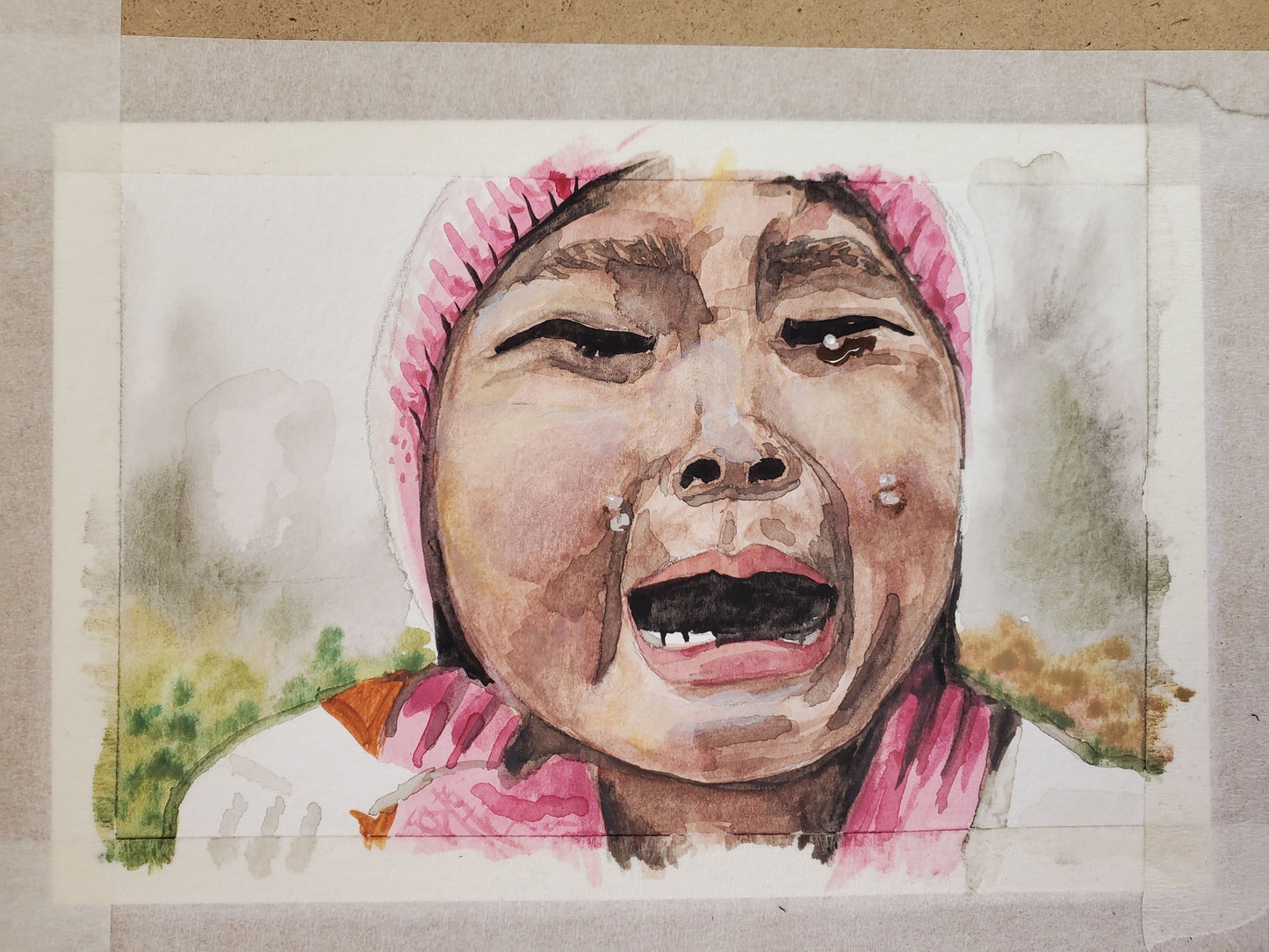 Little Girl, Big Feelings - Original 4x6in. Gouache Painting