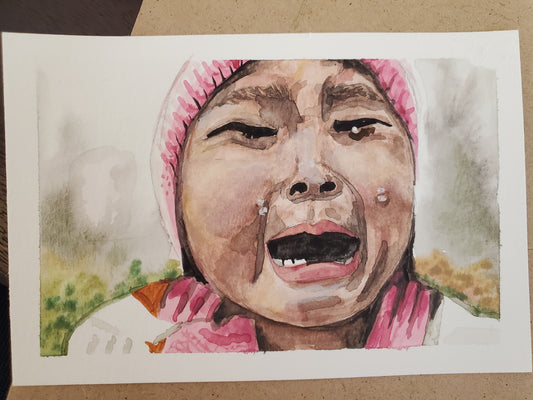 Little Girl, Big Feelings - Original 4x6in. Gouache Painting