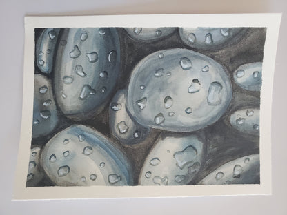 Massage Stones - Original 5x7in. Gouache Painting