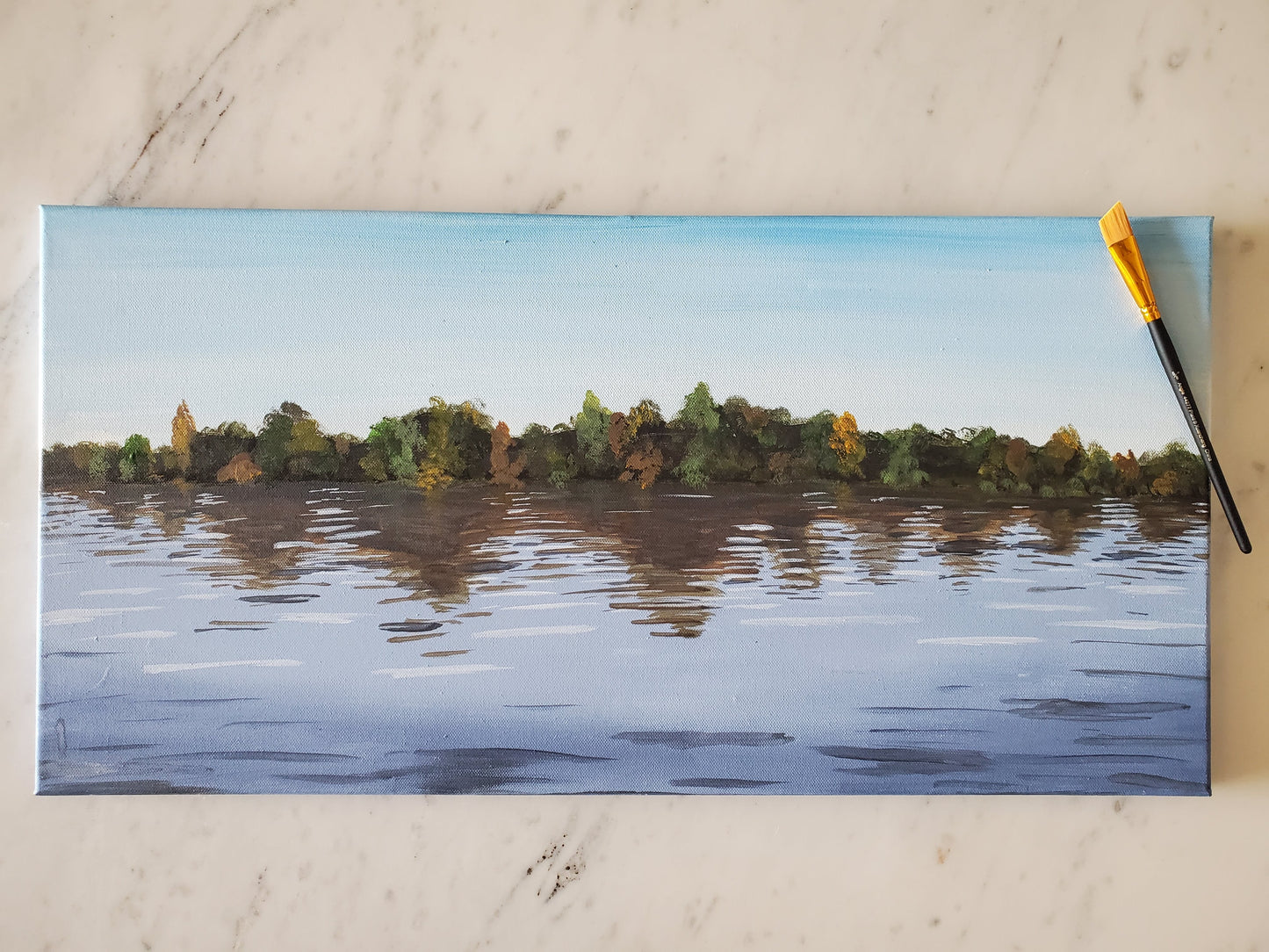 Town Lake (Austin) - Original 12x24in. Acrylic Painting