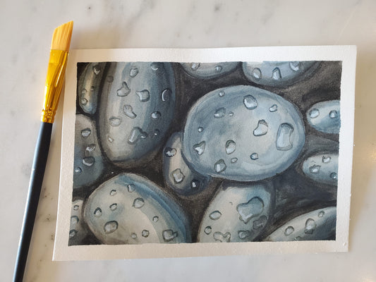 Massage Stones - Original 5x7in. Gouache Painting