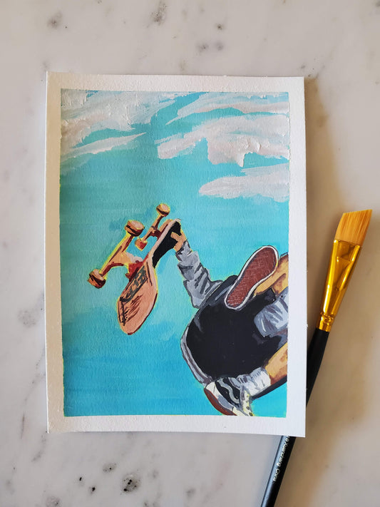 Skate Air - Original 7x5in Gouache Painting