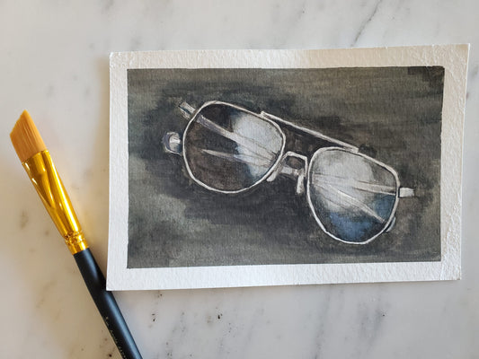 Aviator Sunglasses - Original 5x7in. Gouache Painting