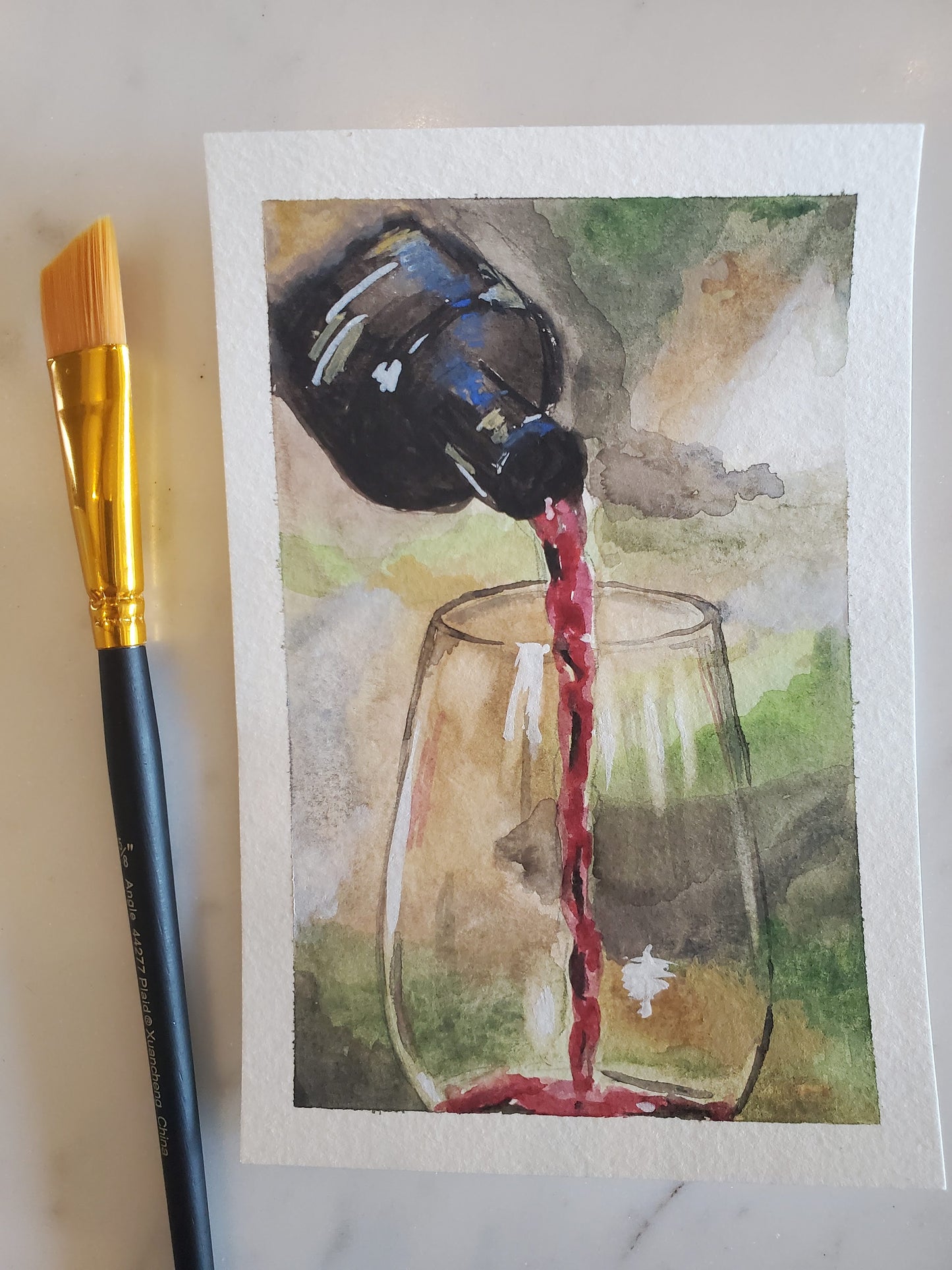 One Last Pour (Wine) - Original 6x4in. Gouache Painting