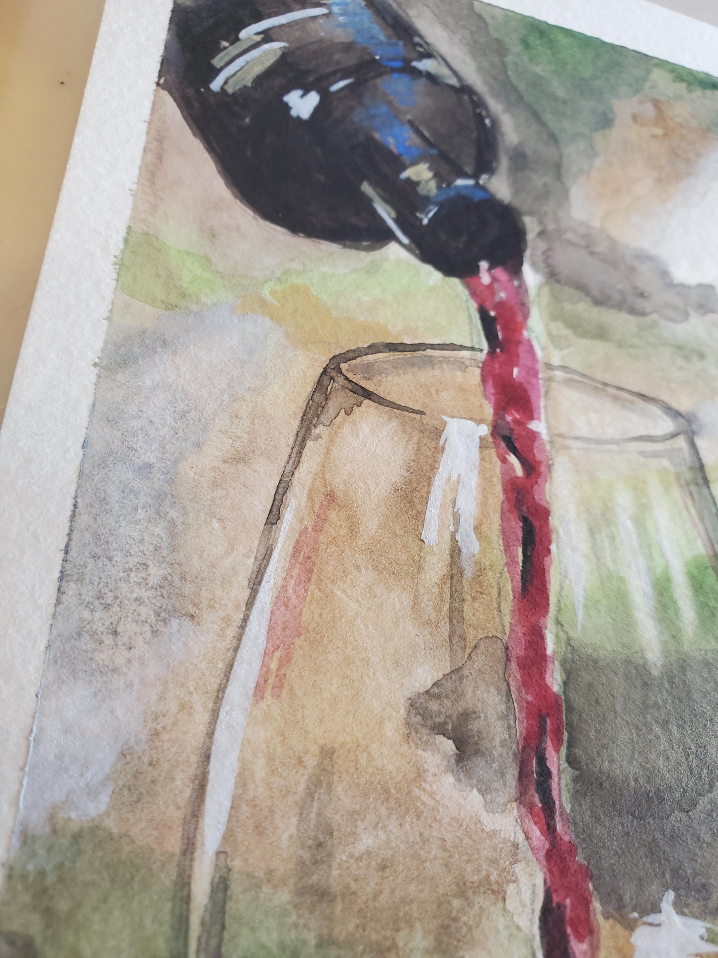 One Last Pour (Wine) - Original 6x4in. Gouache Painting