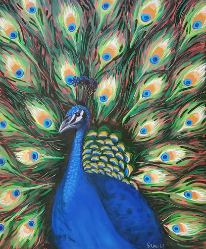 Peacock - Original 36x30in. Acrylic Painting