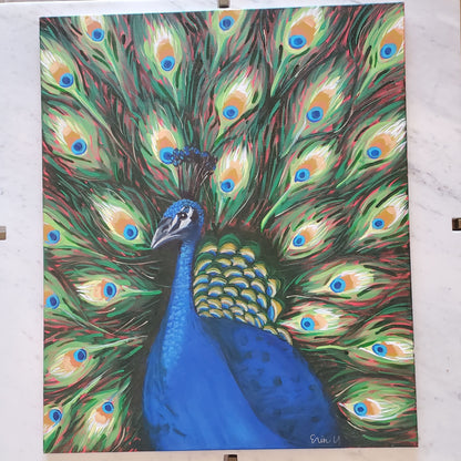 Peacock - Original 36x30in. Acrylic Painting