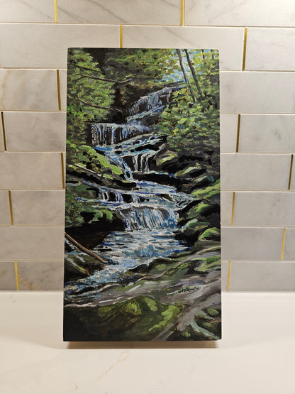 Asheville Waterfall - Original 12x6.5in Acrylic Painting