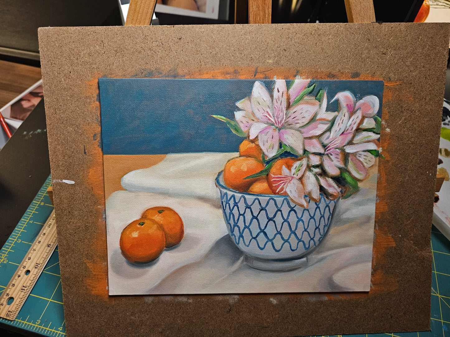 Oranges and Lilies - Original 8x10in Oil Painting