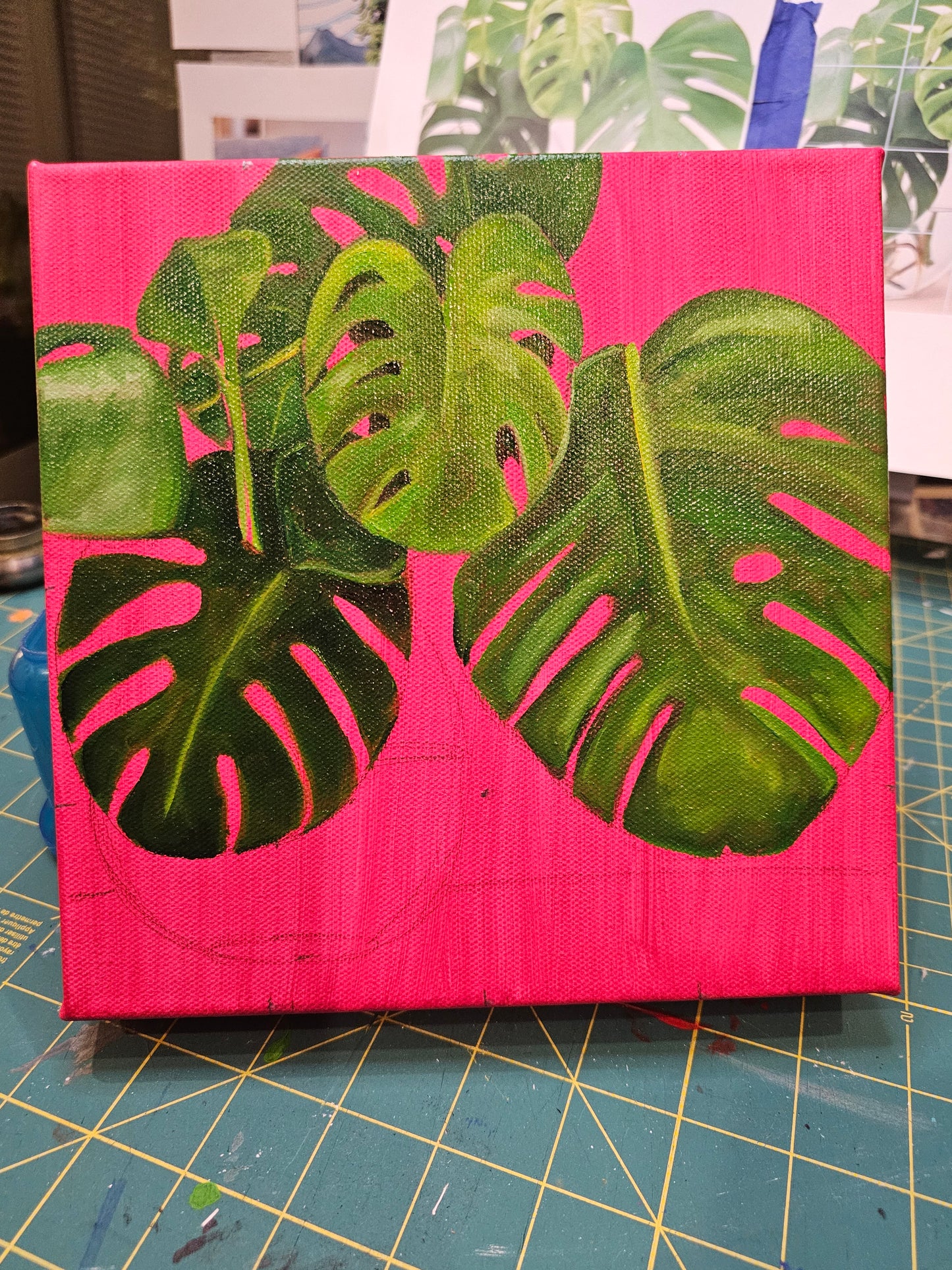 Monstera - Commissioned Original 8x8in Oil Painting