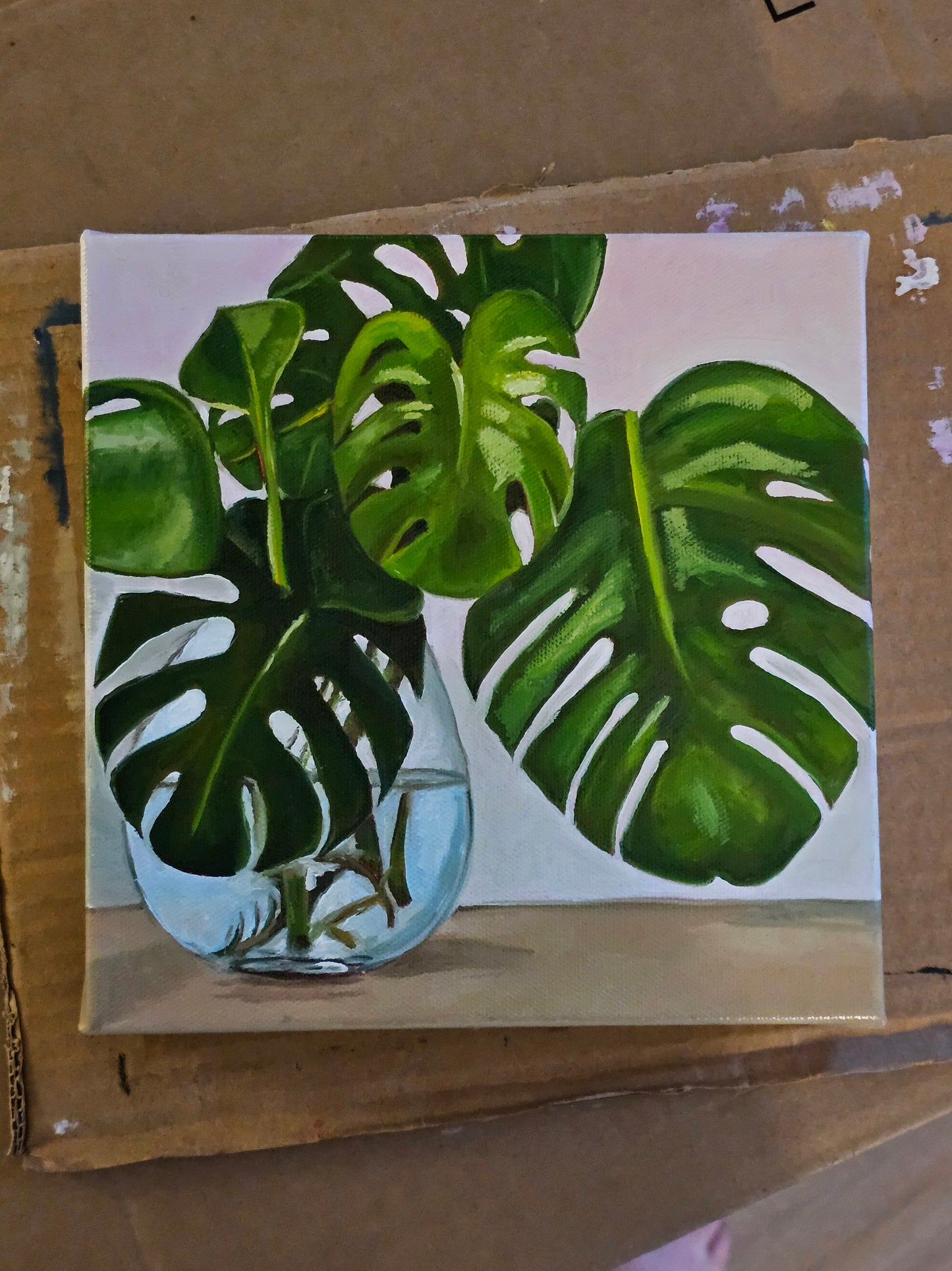 Monstera - Commissioned Original 8x8in Oil Painting