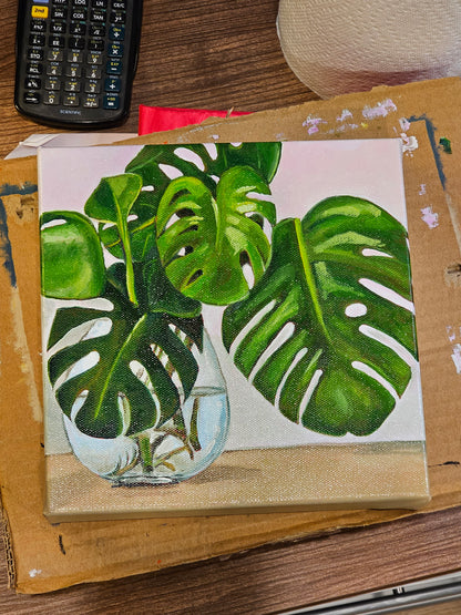 Monstera - Commissioned Original 8x8in Oil Painting