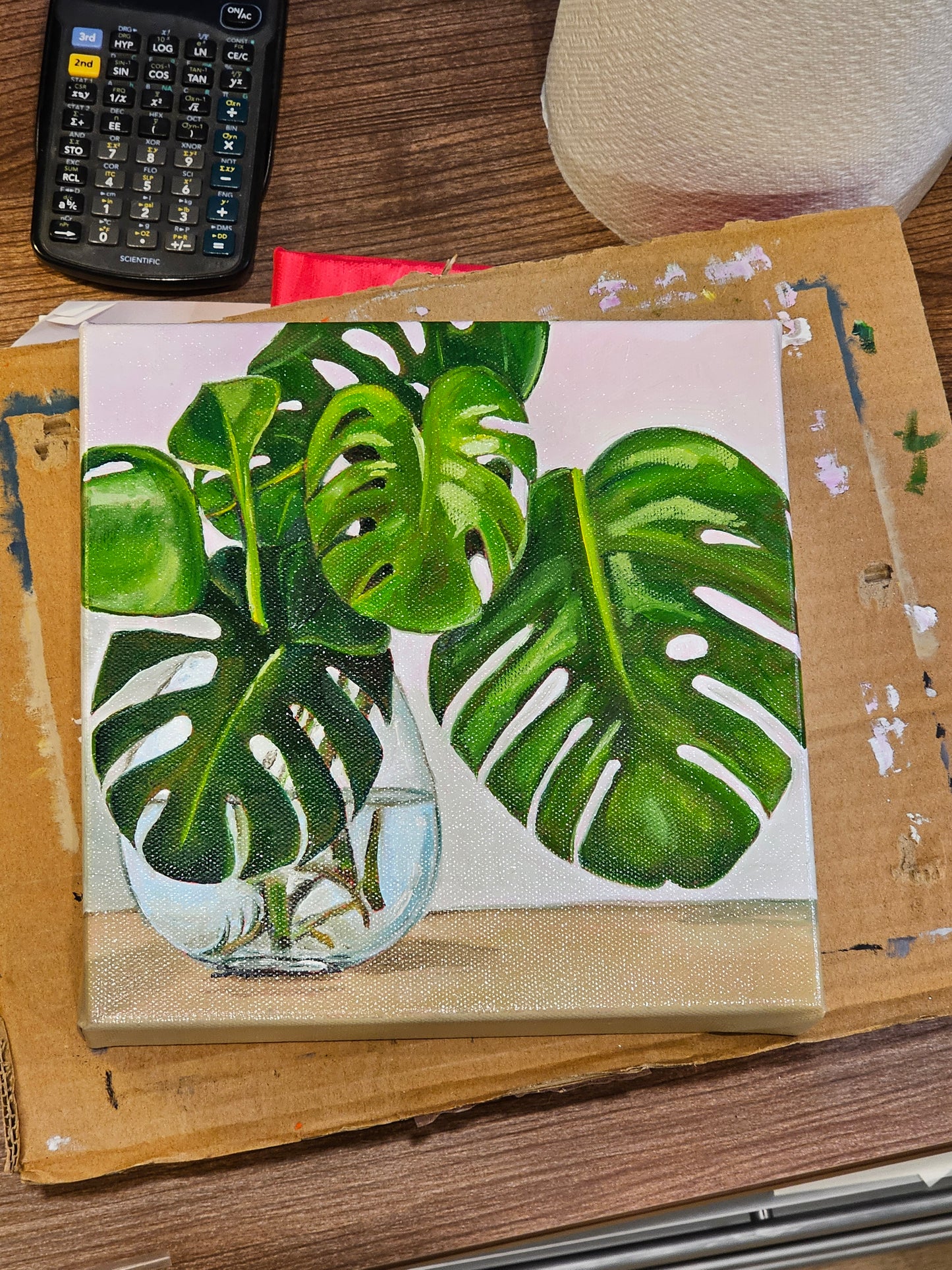 Monstera - Commissioned Original 8x8in Oil Painting