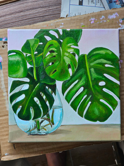 Monstera - Commissioned Original 8x8in Oil Painting