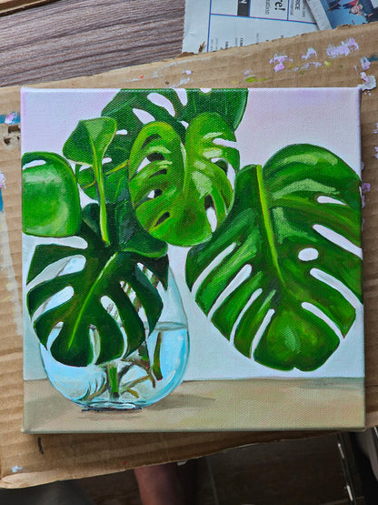 Monstera - Commissioned Original 8x8in Oil Painting