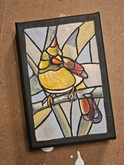 Stained Cardinal - Original 6x4in. Oil Painting