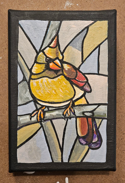 Stained Cardinal - Original 6x4in. Oil Painting