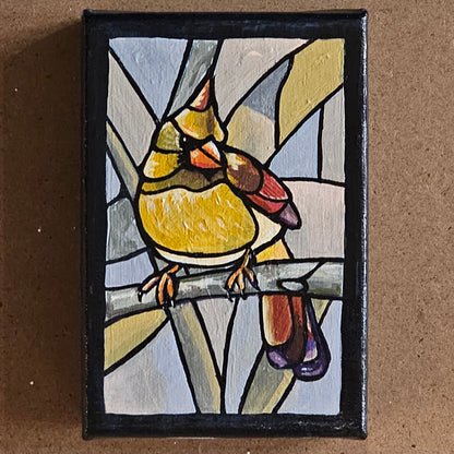 Stained Cardinal - Original 6x4in. Oil Painting