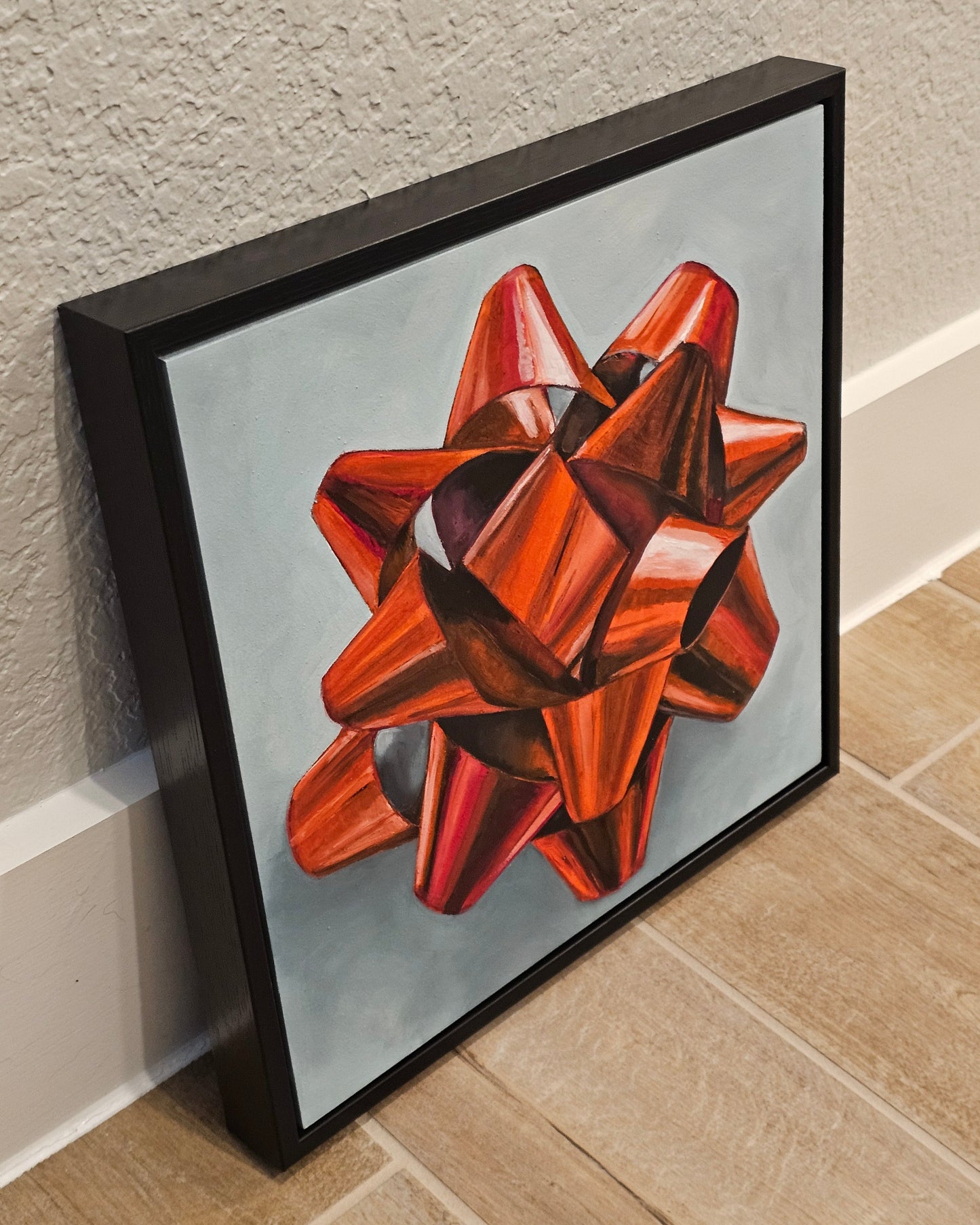 Red Bow - Original 12x12in. Oil Painting