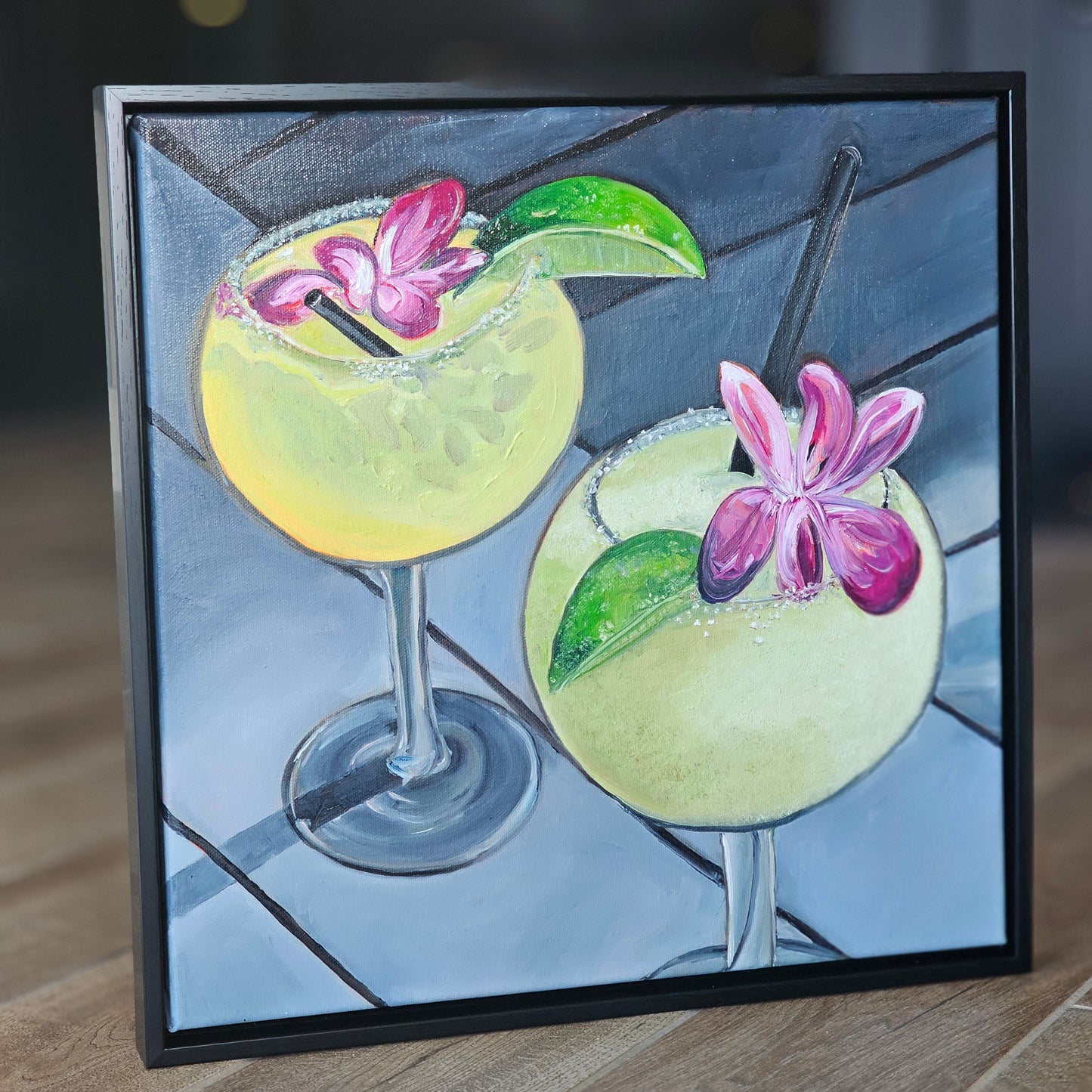 Vivo (Frosty Margaritas) - Original 16x16in. Oil Painting