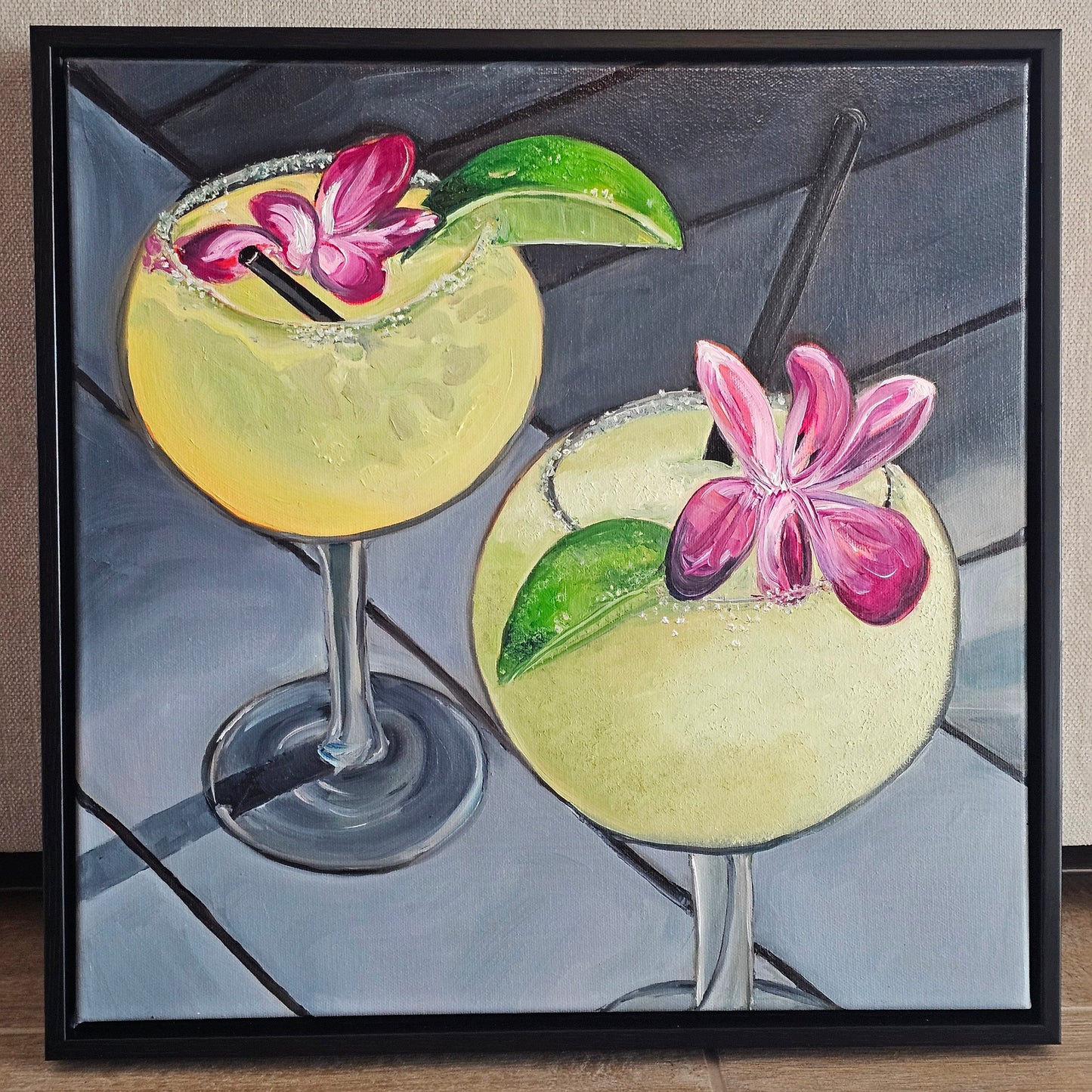 Vivo (Frosty Margaritas) - Original 16x16in. Oil Painting