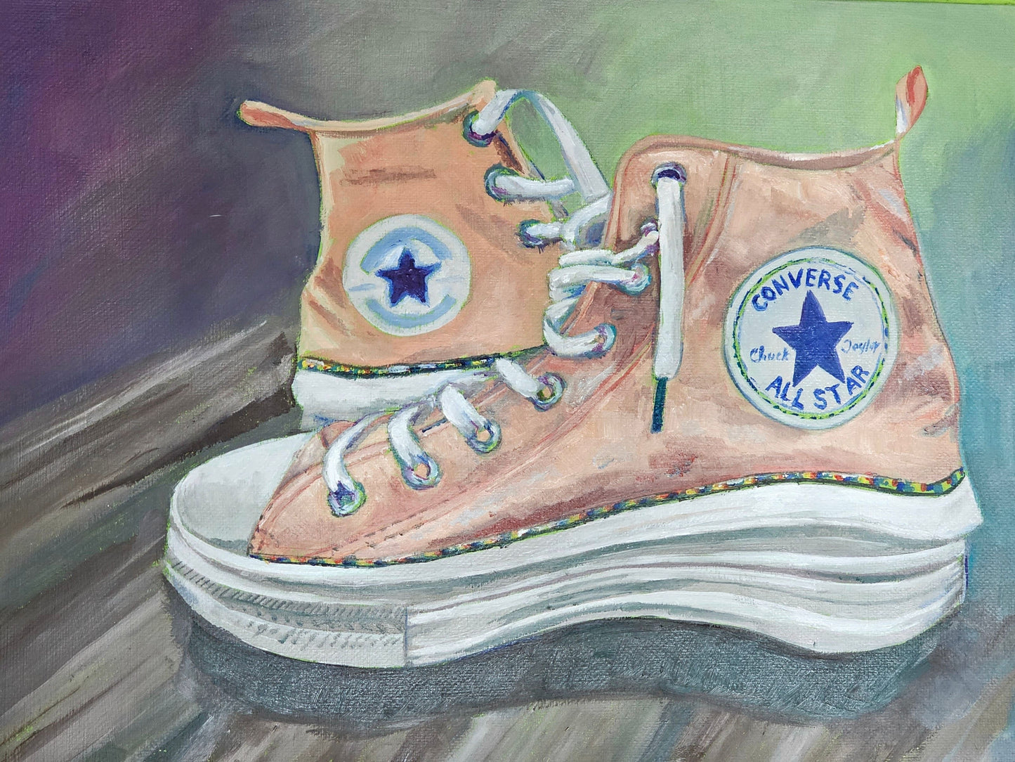 Slouchy Pink Chucks - Original 12x9in Oil Painting