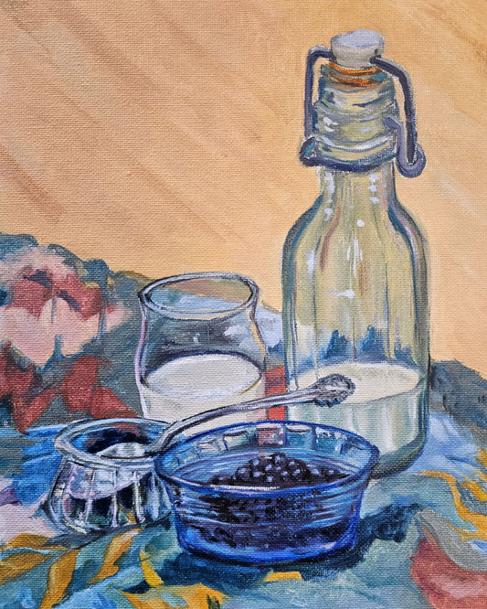Breakfast Still Life - Original 10x8in. Oil Painting