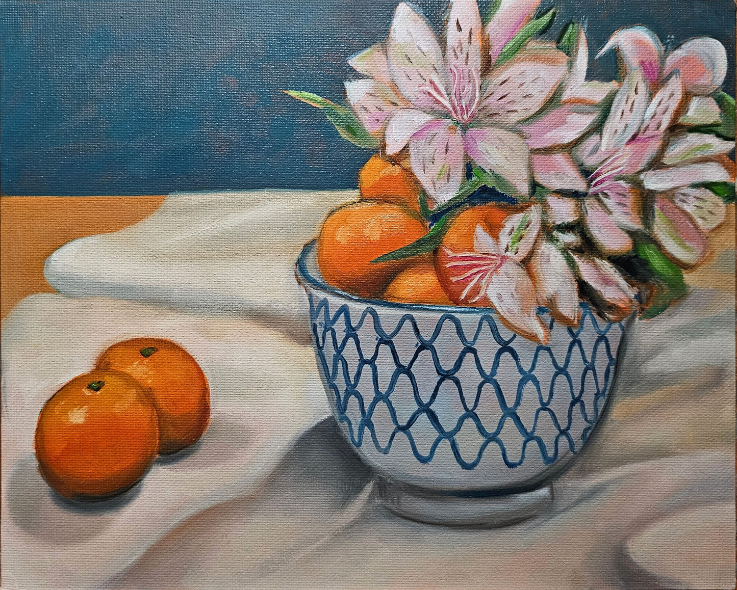 Oranges and Lilies - Original 8x10in Oil Painting