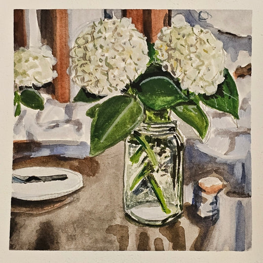 Hydrangea Summer - Original 5x5in. Gouache Painting