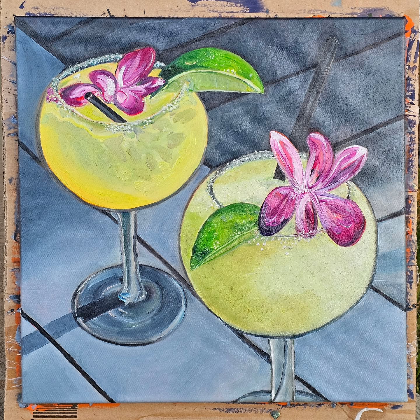 Vivo (Frosty Margaritas) - Original 16x16in. Oil Painting
