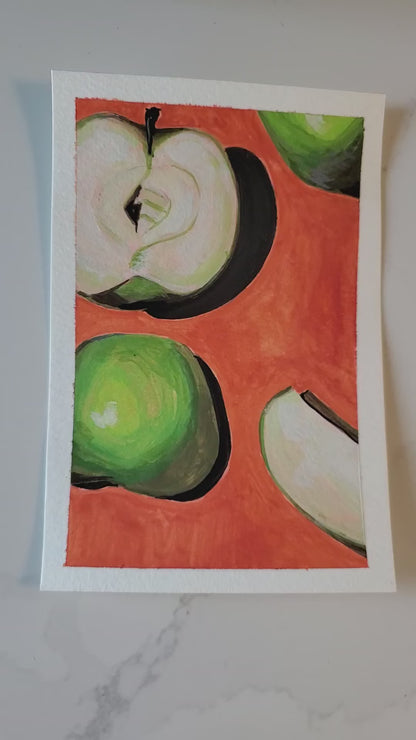 About Them Apples - Original 6x4in. Gouache Painting